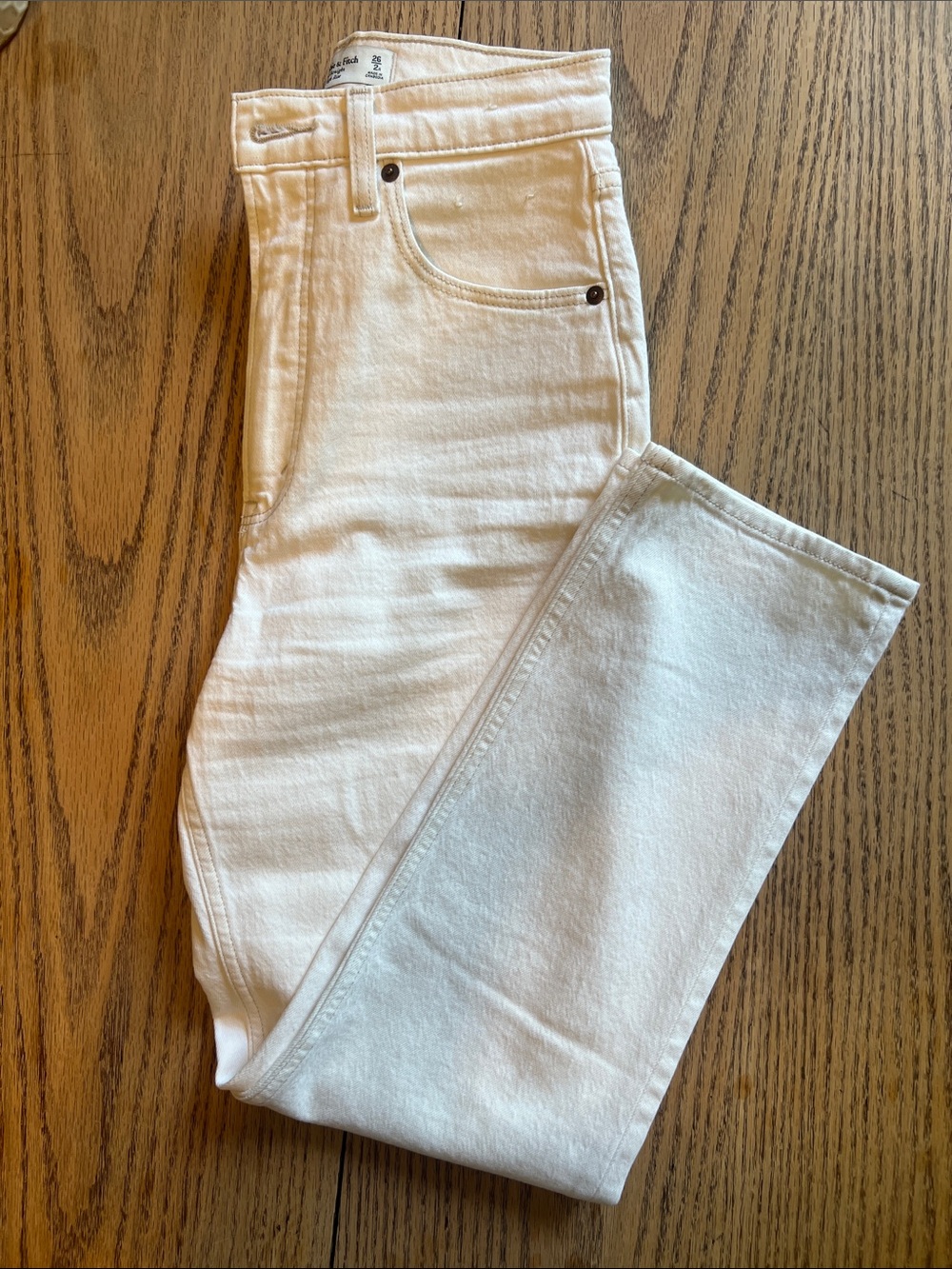 Abercrombie & Fitch White Curve Love Straight Leg Jeans